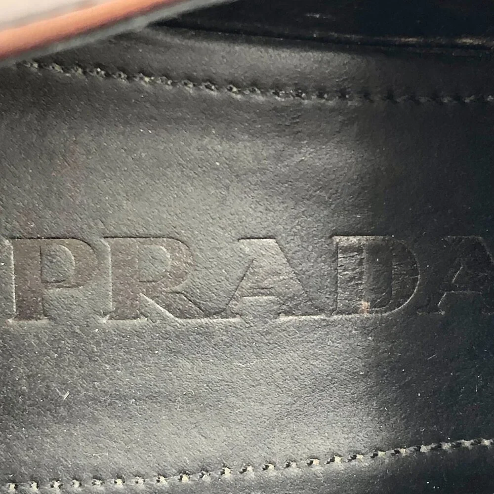 Prada Womens Brown Leather Logo Loafers Size 35 Thick Sole Made In Italy - Picture 4 of 9